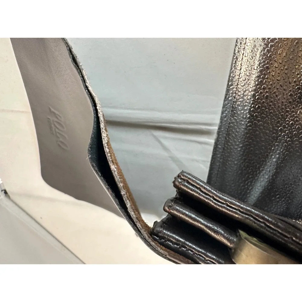 Polo Jeans Messenger Bag Brown Leather Flap Crossbody Travel‎ Small